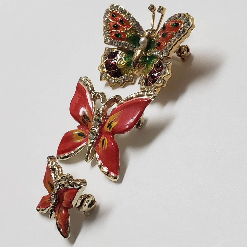 Butterfly Enamel Brooch set, 3 Pins, Wholesale - Picture 7 of 7